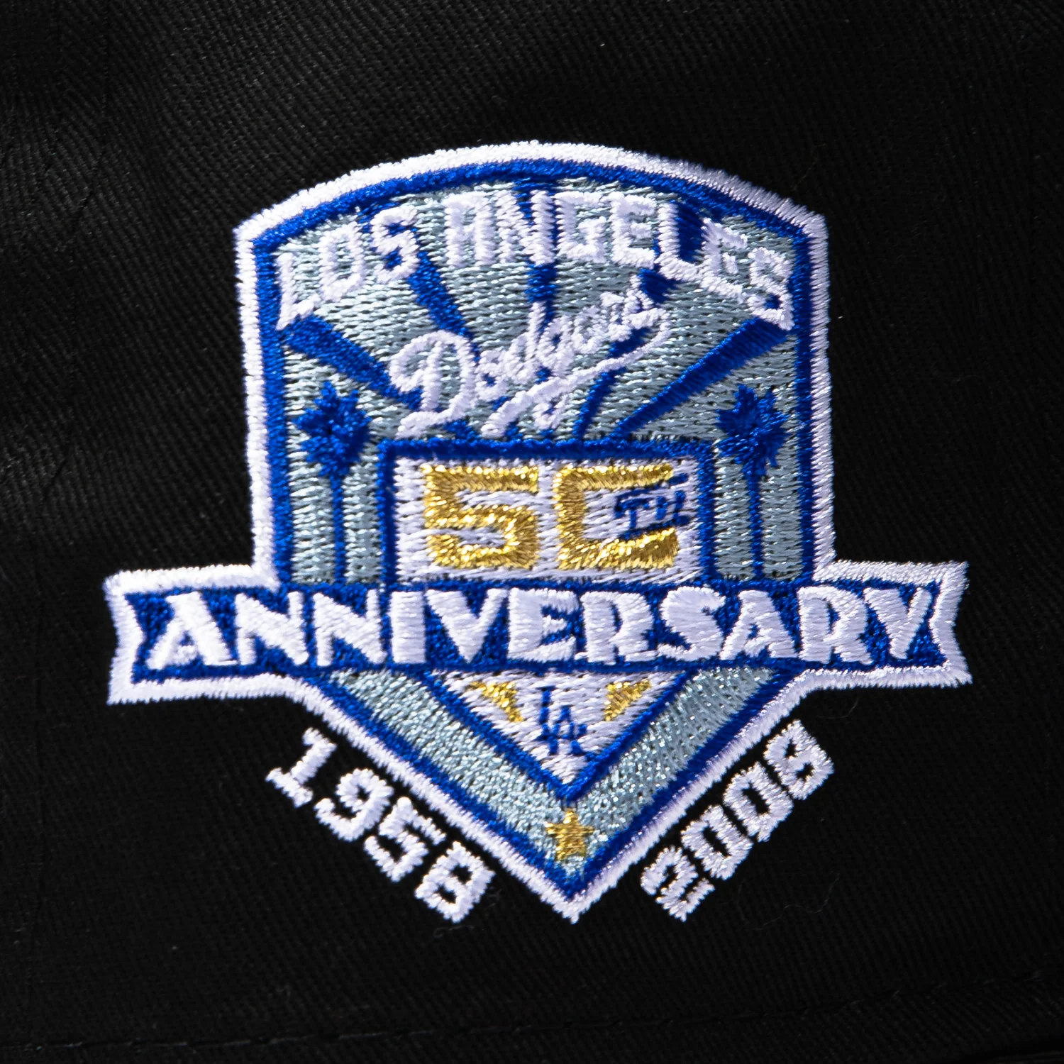 New Era 19Twenty Los Angeles Dodgers 50th Anniversary Patch Snapback Pre-Curved Hat - Black, White - Image 4