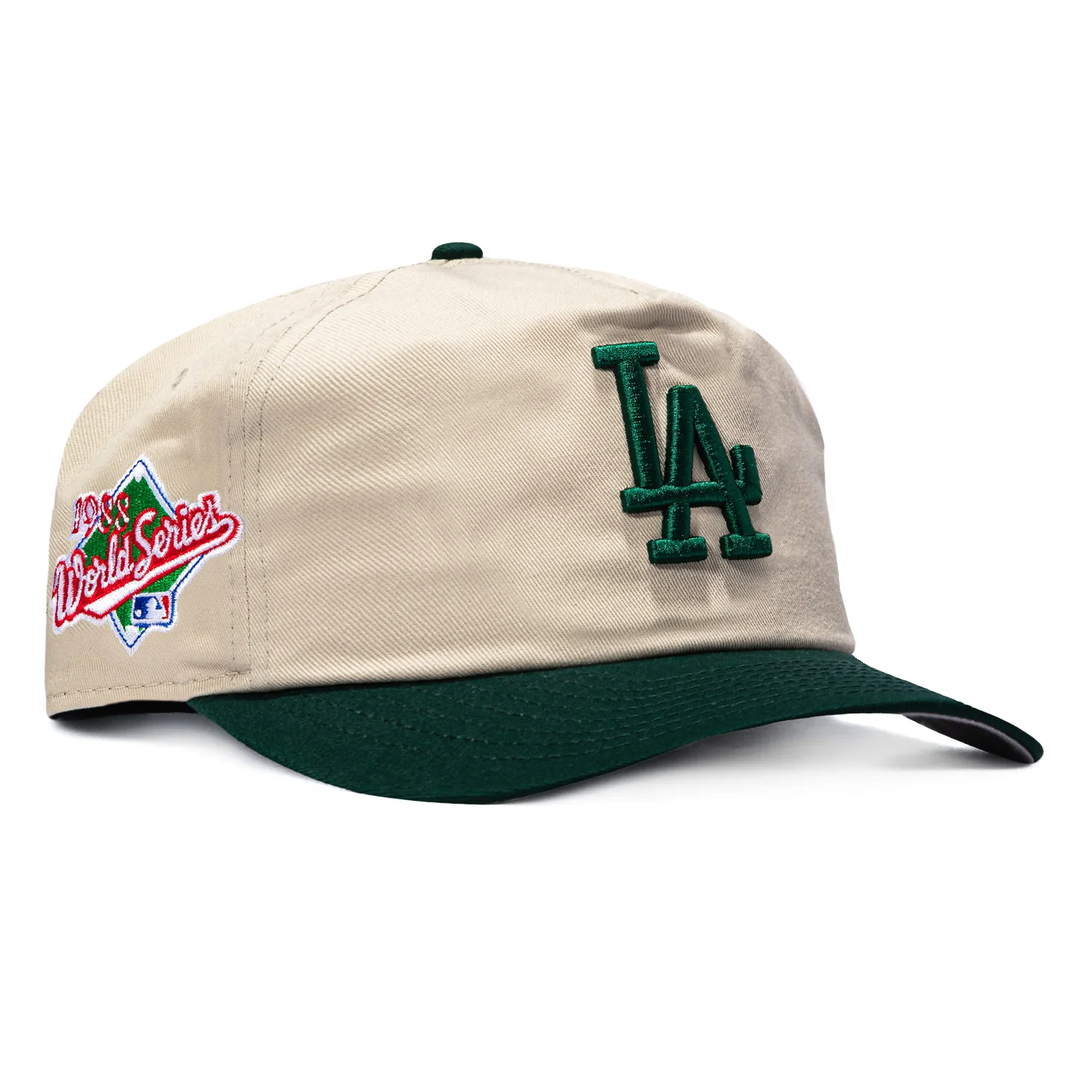 New Era 19Twenty Los Angeles Dodgers 1988 World Series Patch Snapback Pre-Curved Hat - Stone, Green