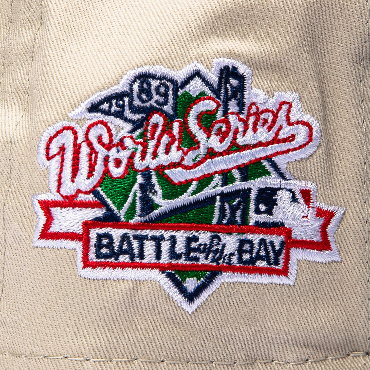 New Era 19Twenty San Francisco Giants Battle of the Bay Patch Snapback Pre-Curved Hat - Stone, Green - Image 4