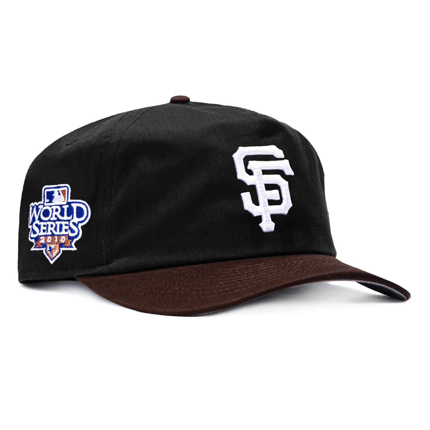 New Era 19Twenty San Francisco Giants 2010 World Series Patch Snapback Pre-Curved Hat - Black, Brown