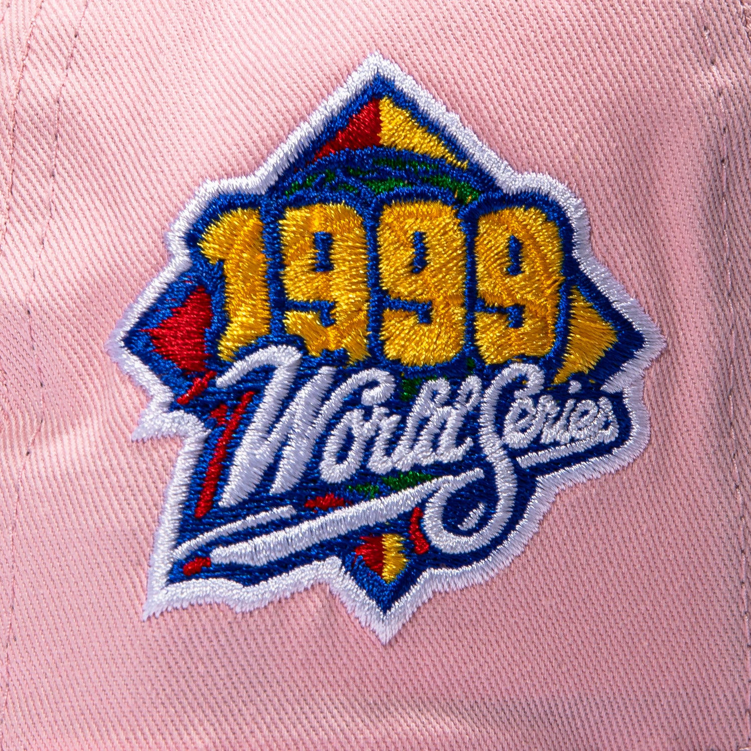 New Era 19Twenty New York Yankees 1999 World Series Patch Snapback Pre-Curved Hat - Pink, White - Image 4