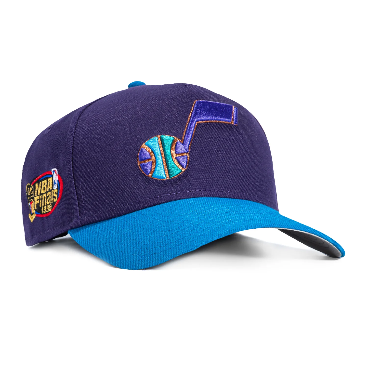 New Era 9Forty A-Frame Utah Jazz 1998 NBA Finals Patch Alternate Snapback Hat - Purple, Neon Blue