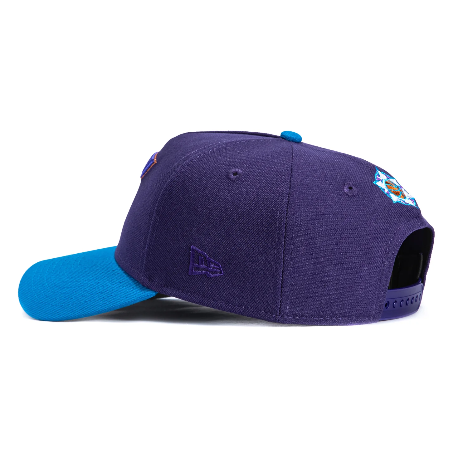 New Era 9Forty A-Frame Utah Jazz 1998 NBA Finals Patch Alternate Snapback Hat - Purple, Neon Blue - Image 2