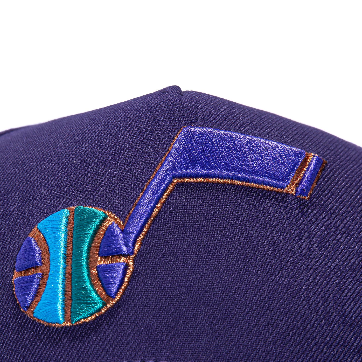 New Era 9Forty A-Frame Utah Jazz 1998 NBA Finals Patch Alternate Snapback Hat - Purple, Neon Blue - Image 3