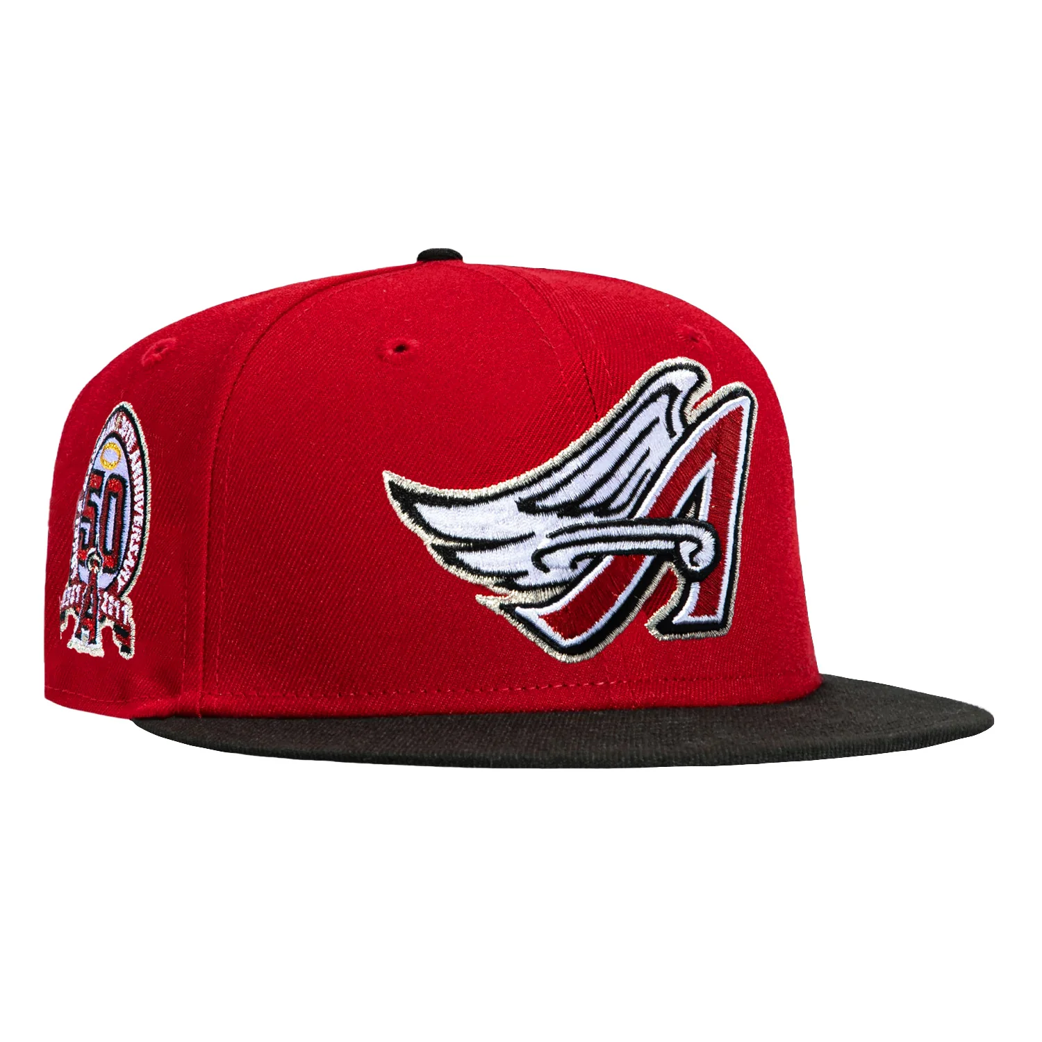 New Era 59Fifty Los Angeles Angels 50th Anniversary Patch Hat - Red, Black