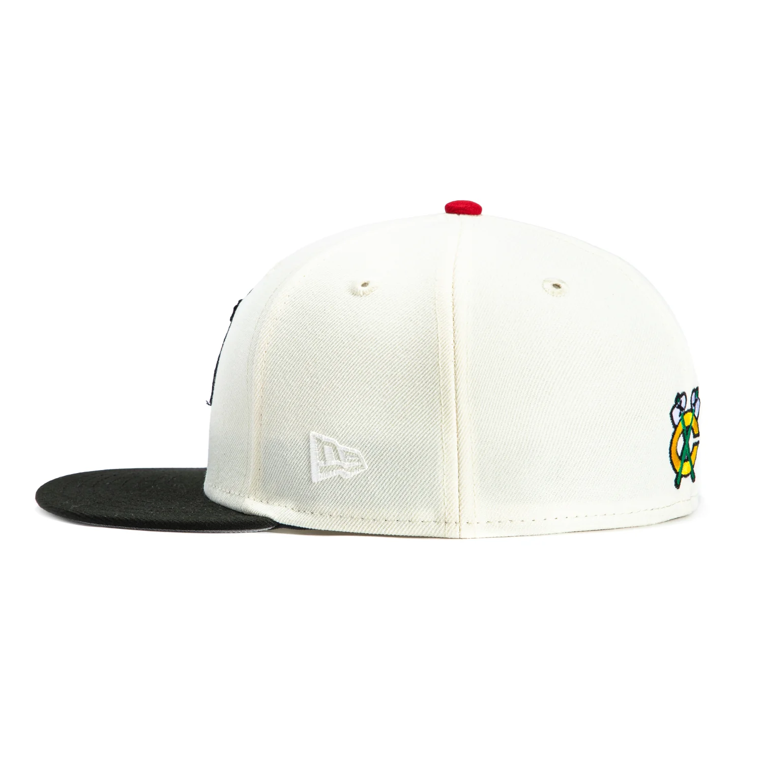 New Era 59Fifty Chicago Blackhawks 100th Anniversary Patch Hat - White, Black - Image 3