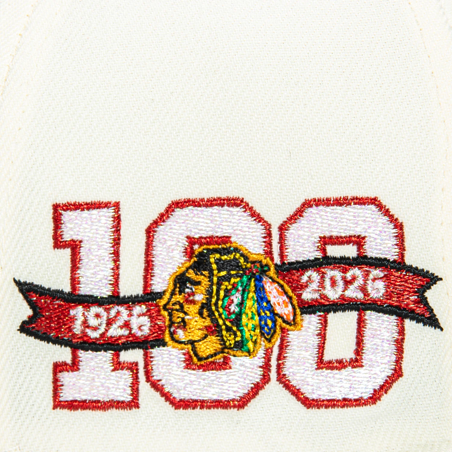 New Era 59Fifty Chicago Blackhawks 100th Anniversary Patch Hat - White, Black - Image 5