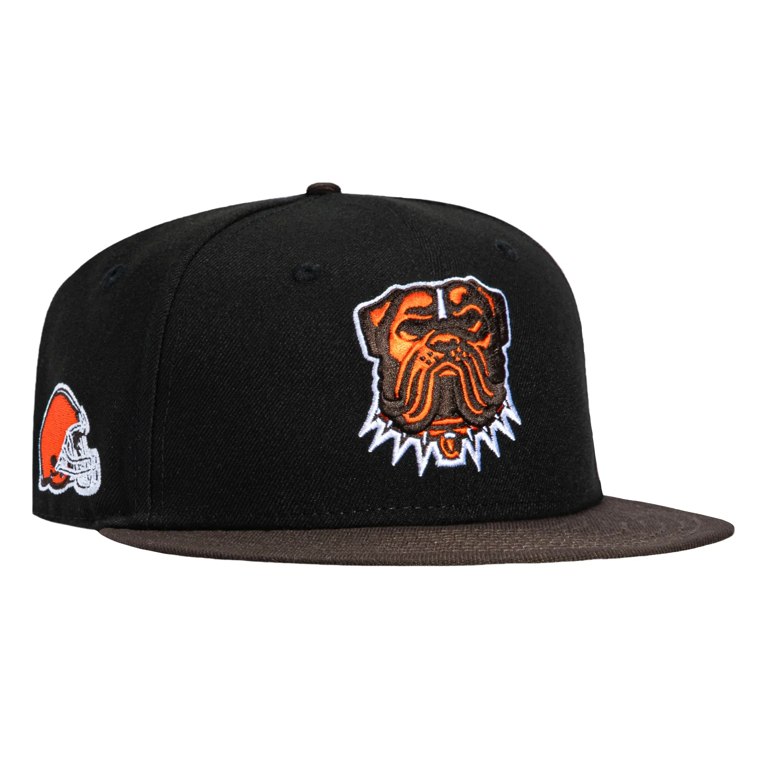 New Era 59Fifty Cleveland Browns Helmet Logo Patch Dog Hat - Black, Brown