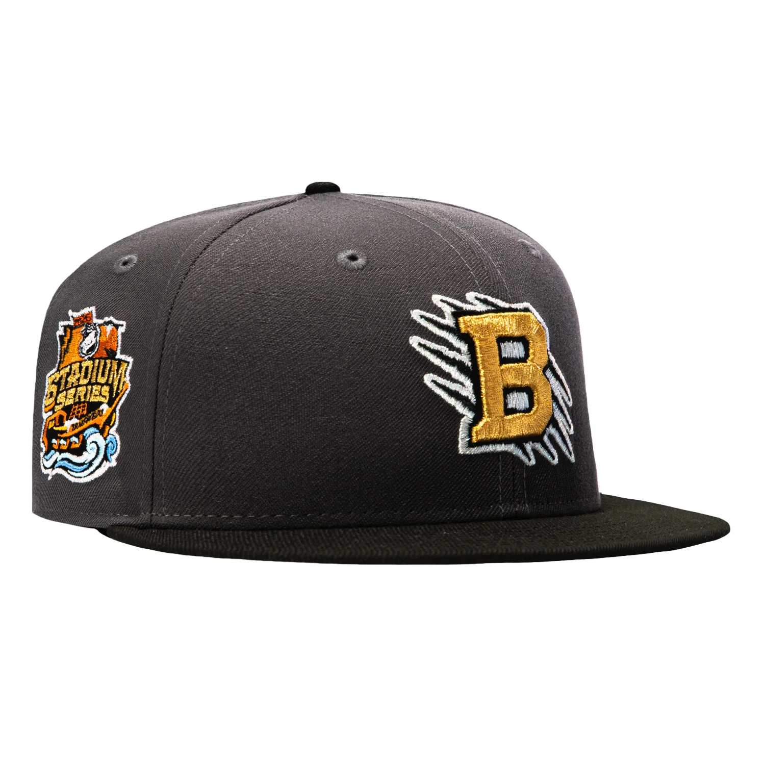 New Era 59Fifty Boston Bruins 2026 Stadium Series Patch Alternate Hat - Graphite, Black, Metallic Gold