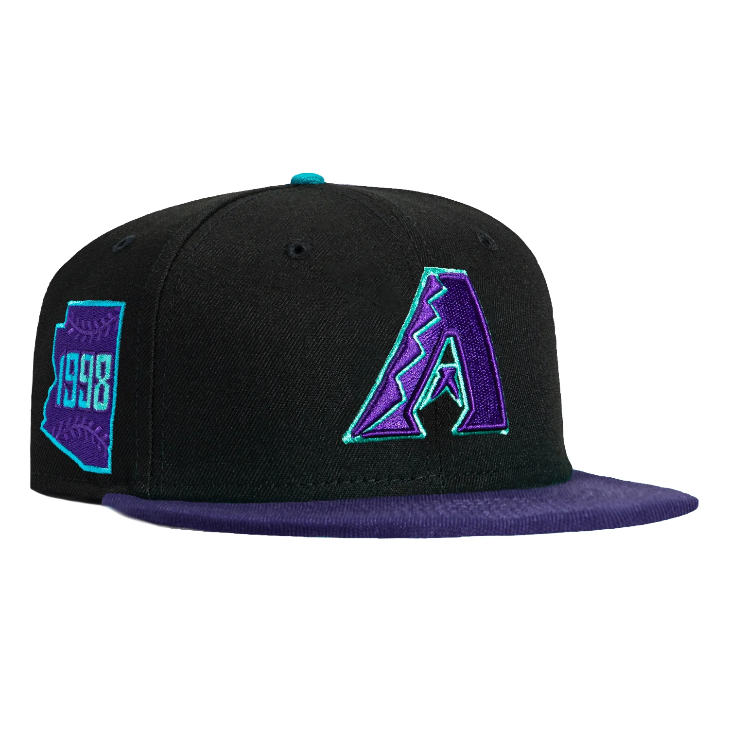 New Era 59Fifty Arizona Diamondbacks 2025 City Connect 1998 State 48 Patch A Hat - Black, Purple, Teal
