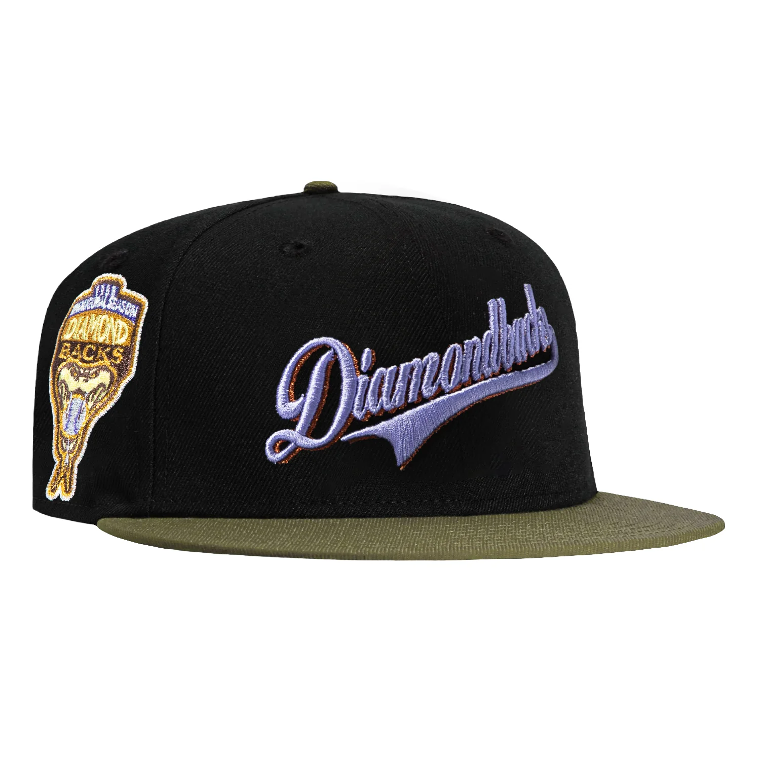 New Era 59Fifty Arizona Diamondbacks Inaugural Patch Script Hat - Black, Olive, Purple