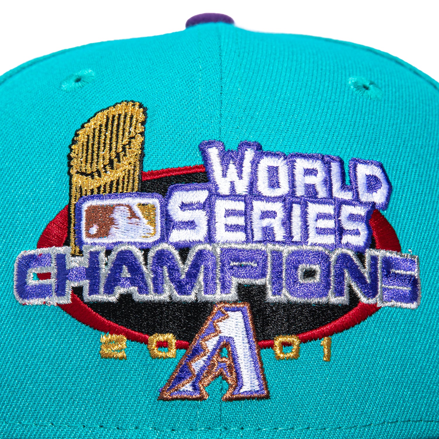 New Era 59Fifty Arizona Diamondbacks 2001 World Series Logo Hat - Teal, Black - Image 4