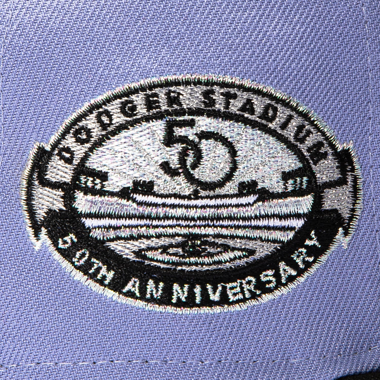 New Era 59Fifty Los Angeles Dodgers 50th Anniversary Stadium Patch Parrot Hat - Lavender, Black - Image 5