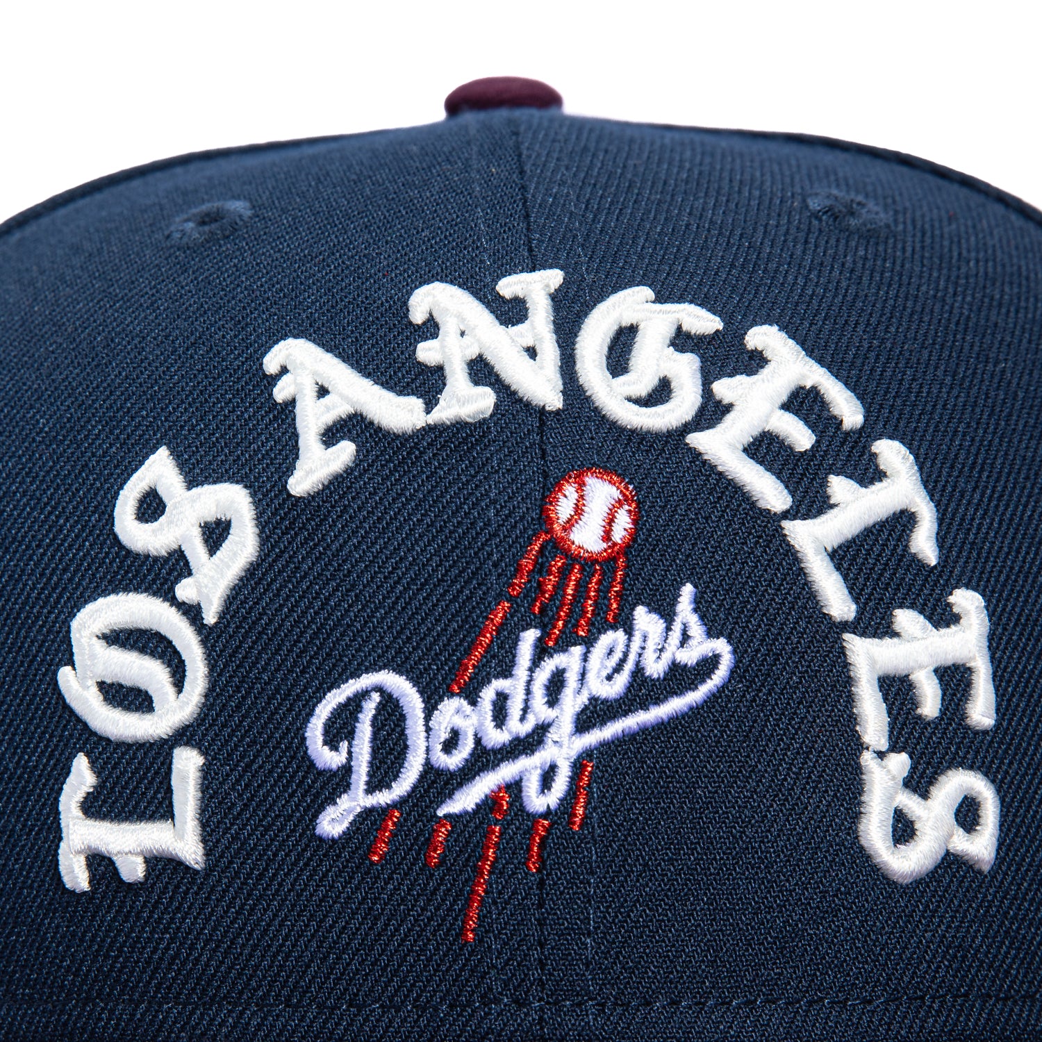 New Era 59Fifty Los Angeles Dodgers Old English Arch Hat - Navy, Maroon - Image 4