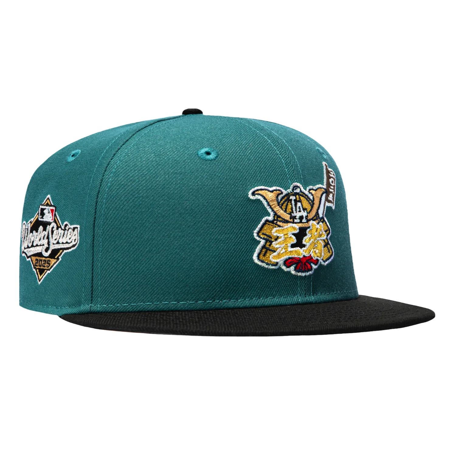 New Era 59Fifty Los Angeles Dodgers 2025 World Series Patch Shogun Hat - Green, Black, Metallic Gold