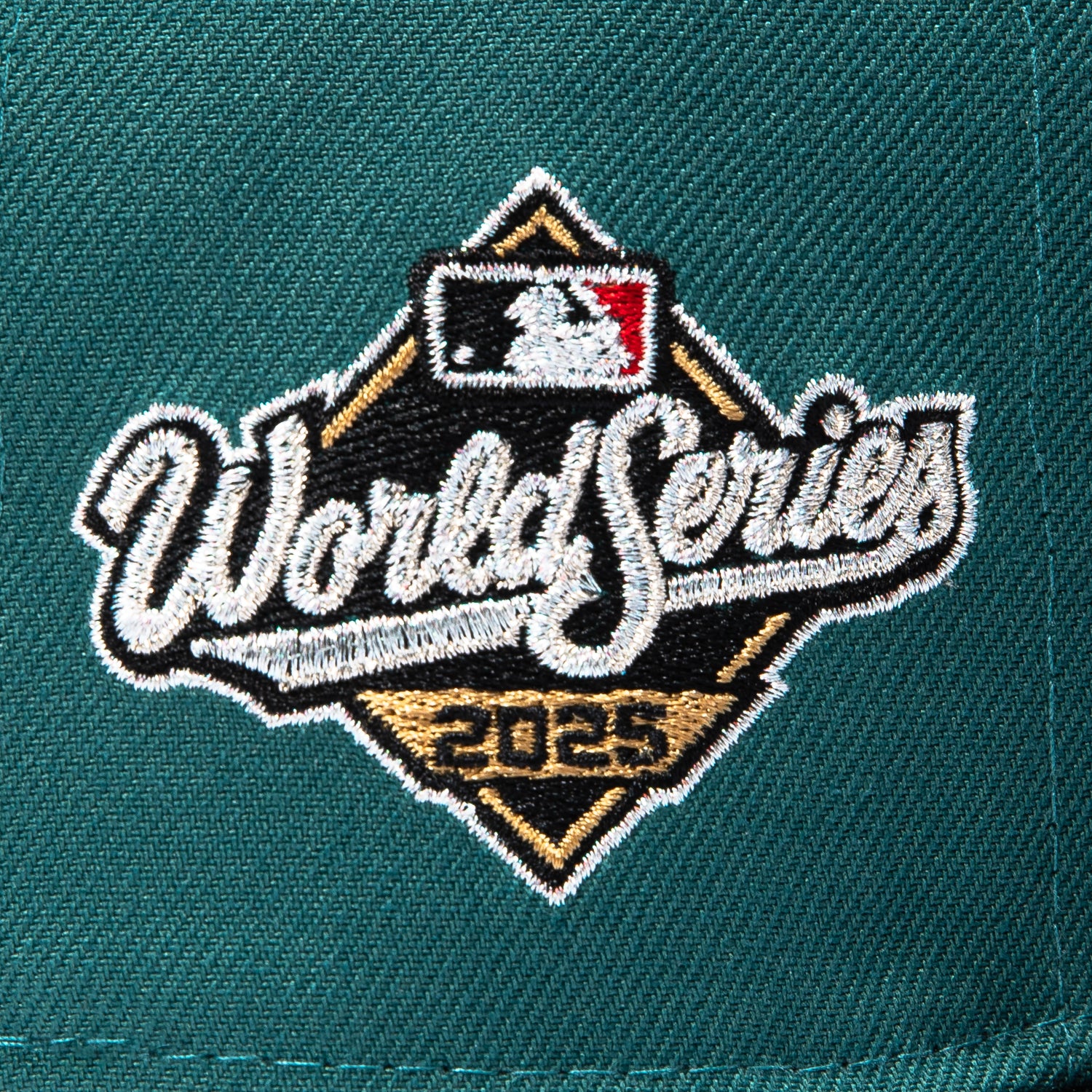 New Era 59Fifty Los Angeles Dodgers 2025 World Series Patch Shogun Hat - Green, Black, Metallic Gold - Image 5