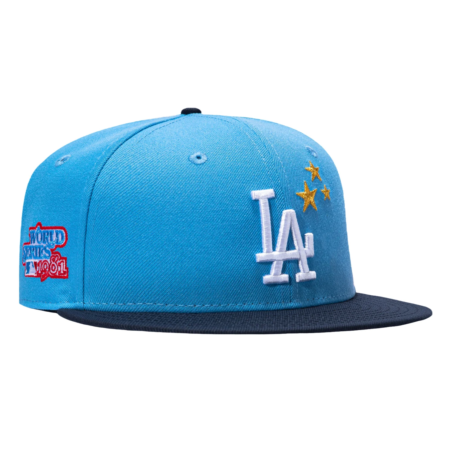 New Era 59Fifty Los Angeles Dodgers 1981 World Series Patch Stars Hat - Light Blue, Navy