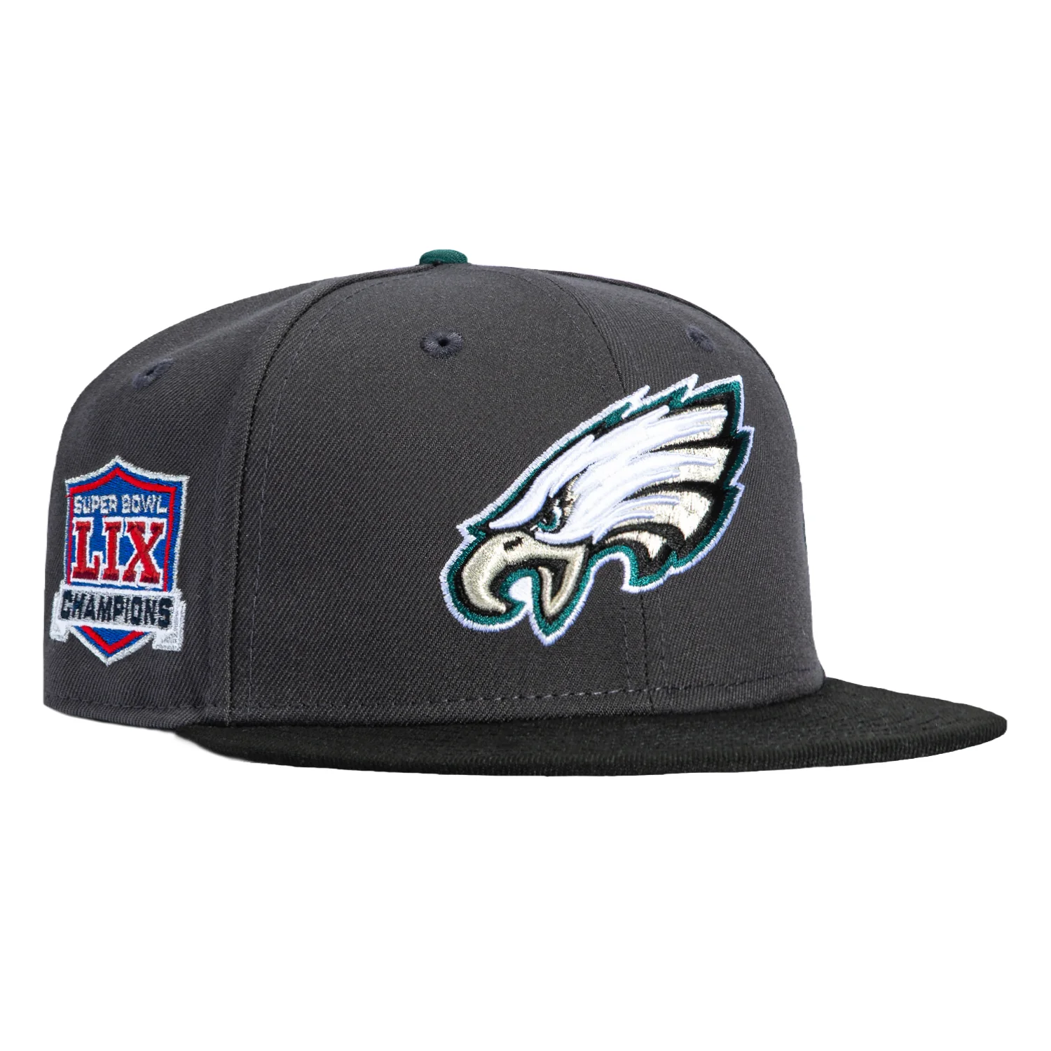 New Era 59Fifty Philadelphia Eagles 2025 Super Bowl Championship Patch Hat - Graphite, Black