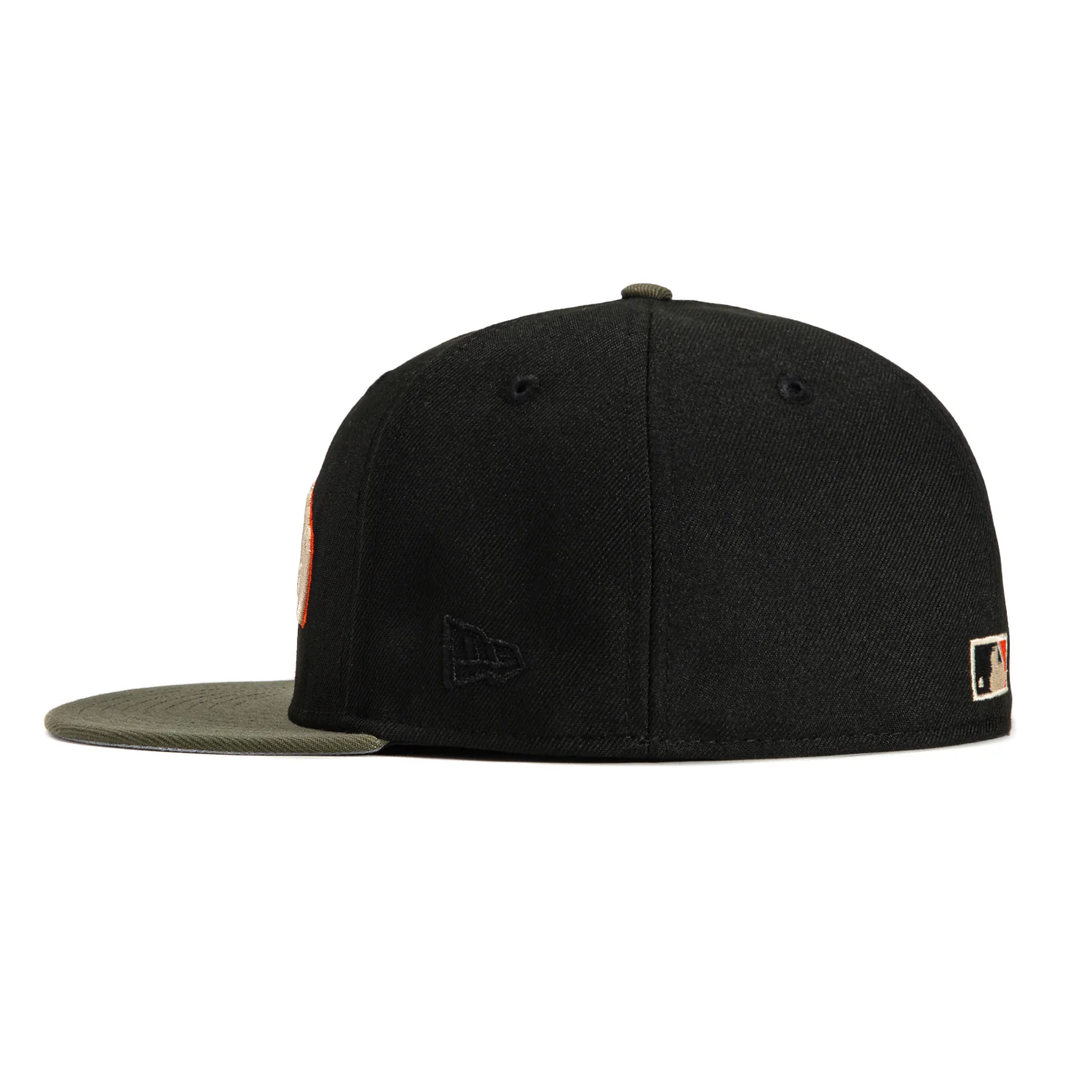 New Era 59Fifty San Francisco Giants 1989 World Series Patch Word Hat - Black, Olive, Orange - Image 3
