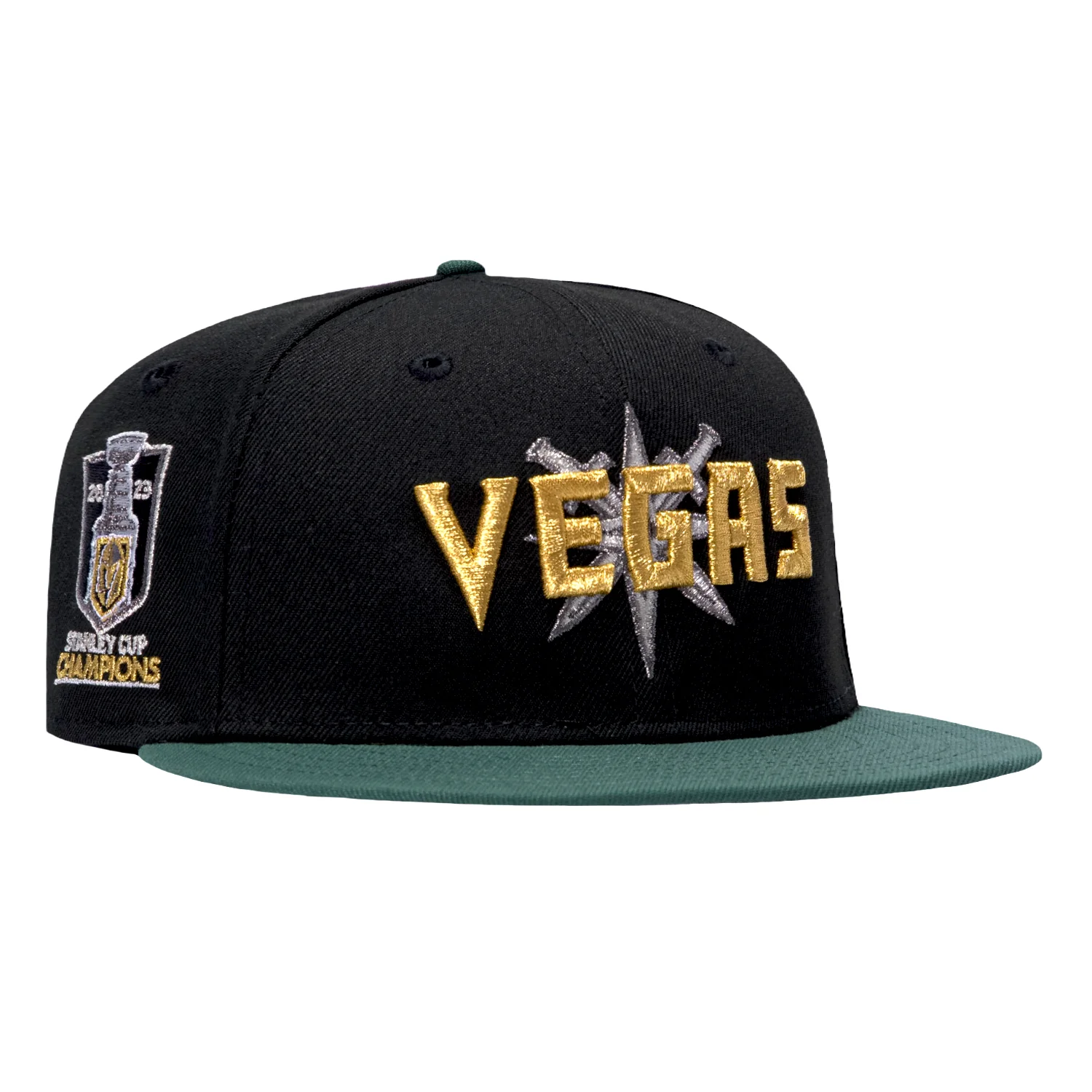 New Era 59Fifty Vegas Golden Knights 2023 Stanley Cup Champions Patch Alternate Hat - Black, Green, Metallic Gold