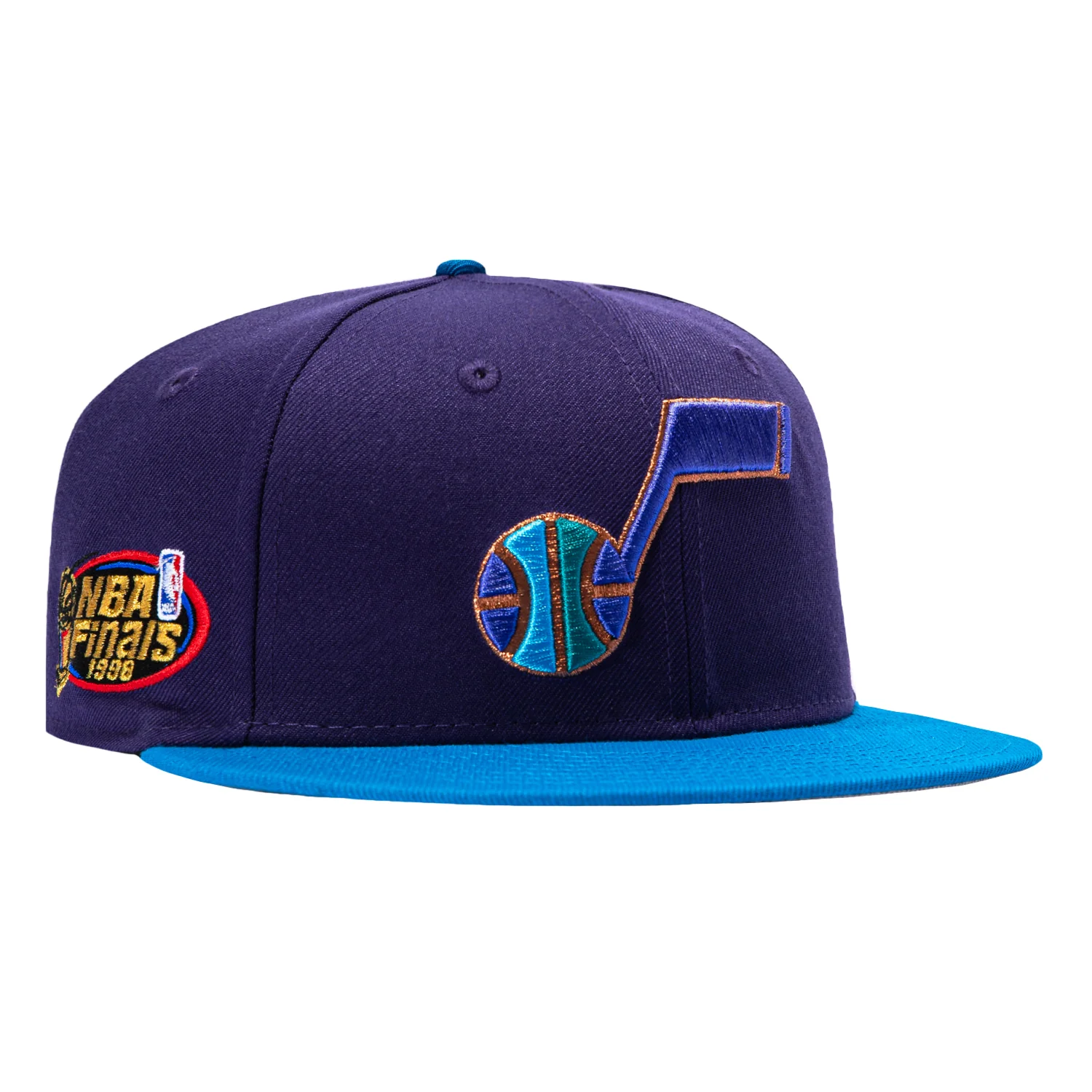 New Era 59Fifty Utah Jazz 1998 NBA Finals Patch Alternate Hat - Purple, Neon Blue