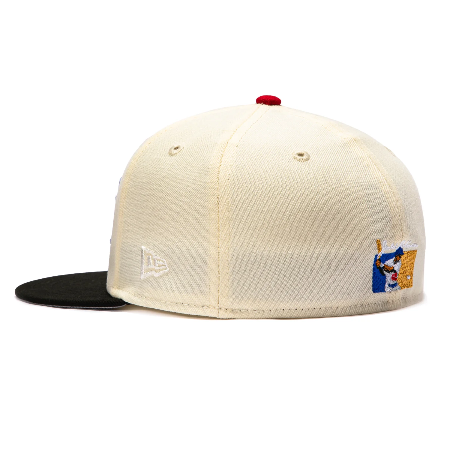 New Era 59Fifty Brooklyn Dodgers Jackie Robinson 42 Patch Script Hat - White, Black - Image 3