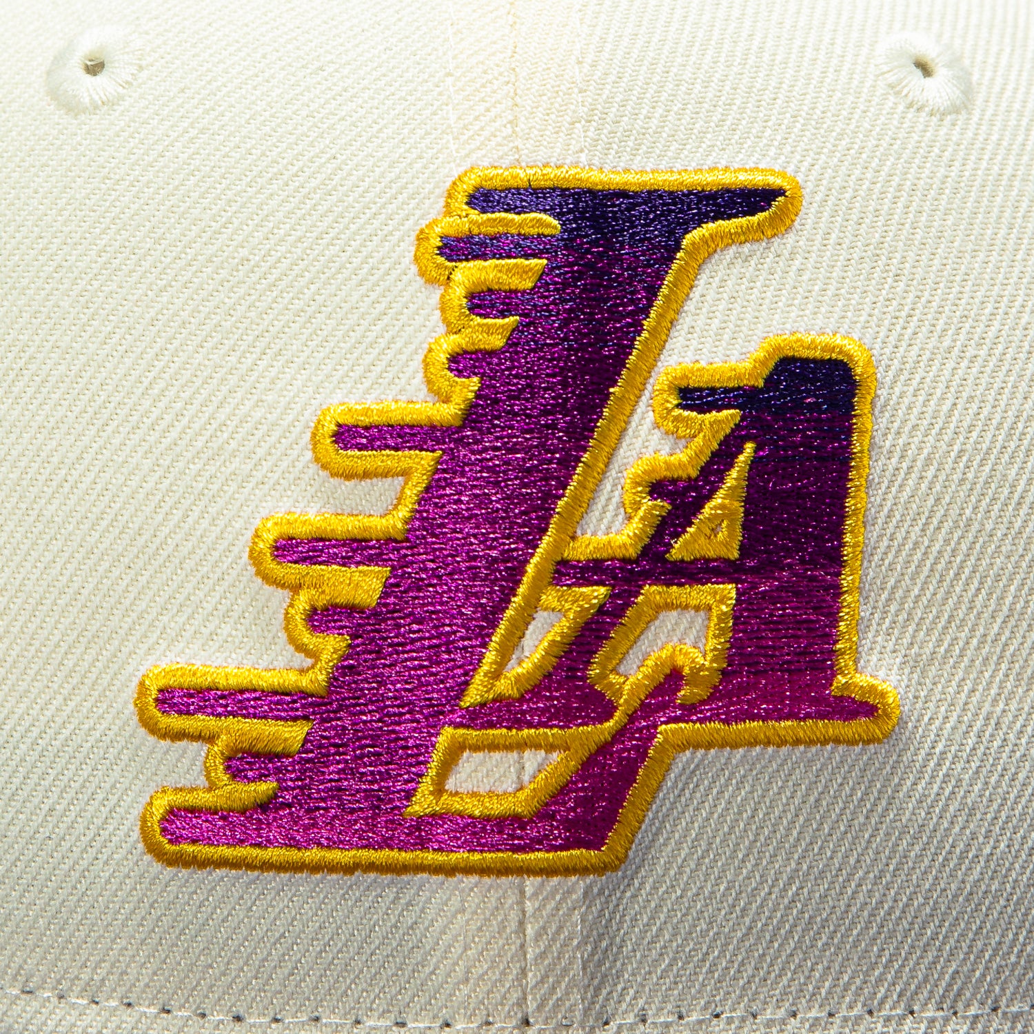 New Era 59Fifty Los Angeles Lakers 75th Anniversary Patch LA Hat - Stone, Purple - Image 4