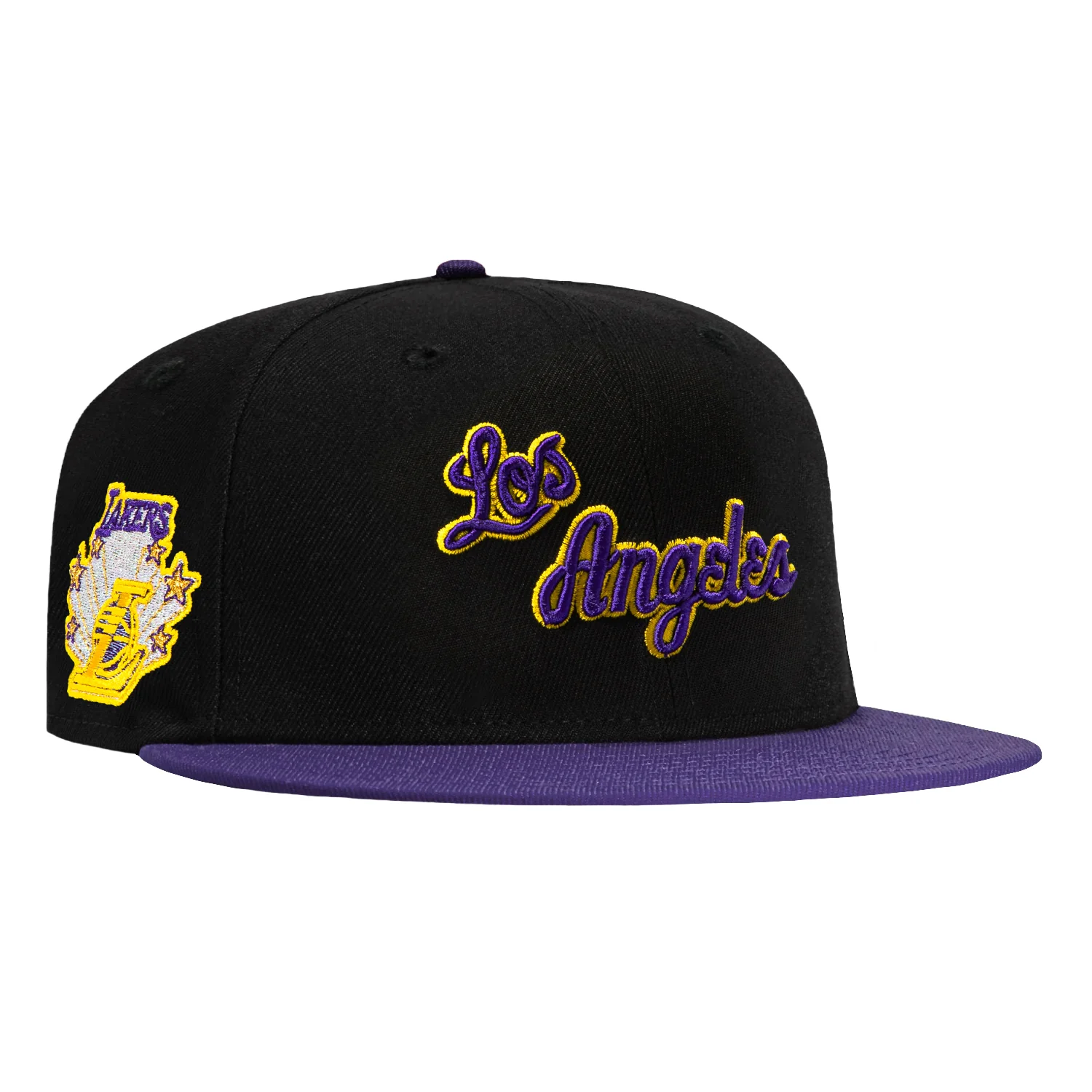 New Era 59Fifty Los Angeles Lakers 1960 Patch Script Hat - Black, Purple, Gold
