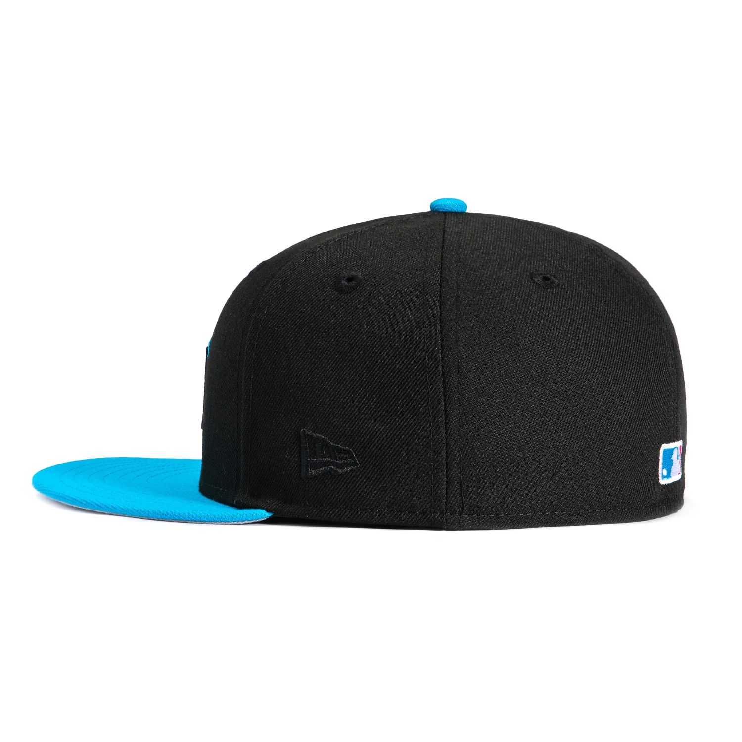 New Era 59Fifty Miami Marlins 2025 City Connect M Hat - Black, Neon Blue, Red - Image 3