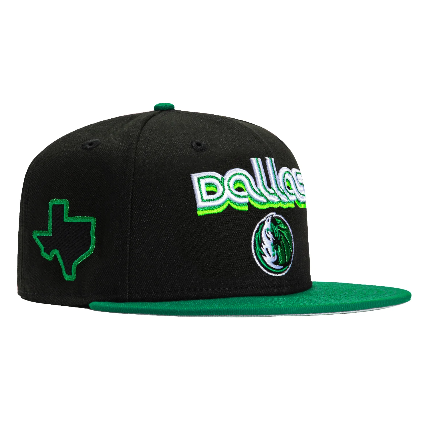 New Era 59Fifty Dallas Mavericks City Connect 2023 Patch Hat - Black, Kelly, Neon Yellow