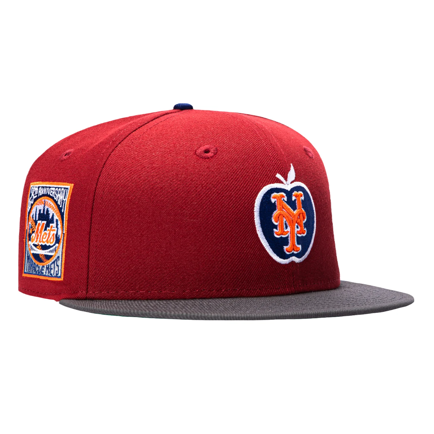 New Era 59Fifty New York Mets 25th Anniversary Stadium Patch Apple Hat - Cardinal, Graphite