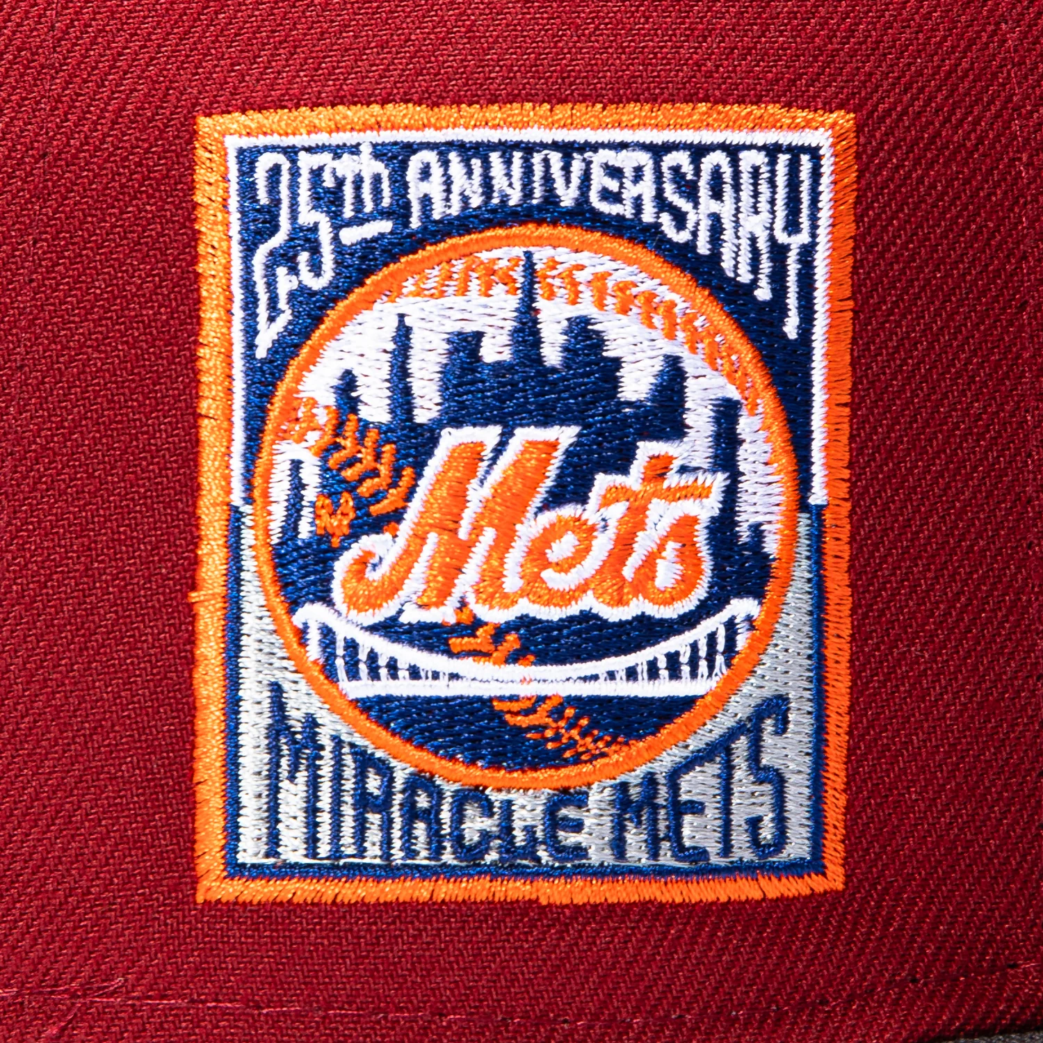 New Era 59Fifty New York Mets 25th Anniversary Stadium Patch Apple Hat - Cardinal, Graphite - Image 5