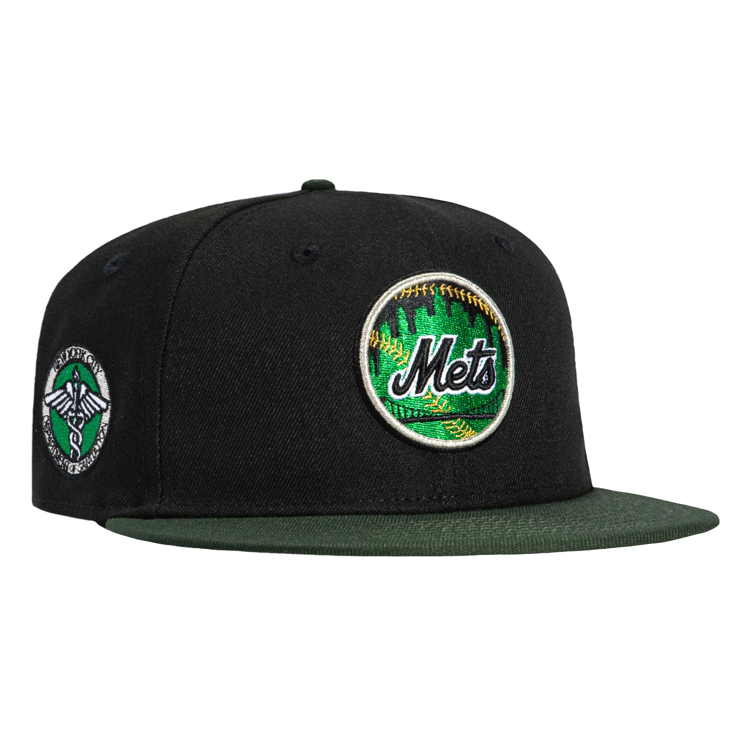 New Era 59Fifty New York Mets Department of Sanitation Logo Patch Hat - Black, Green