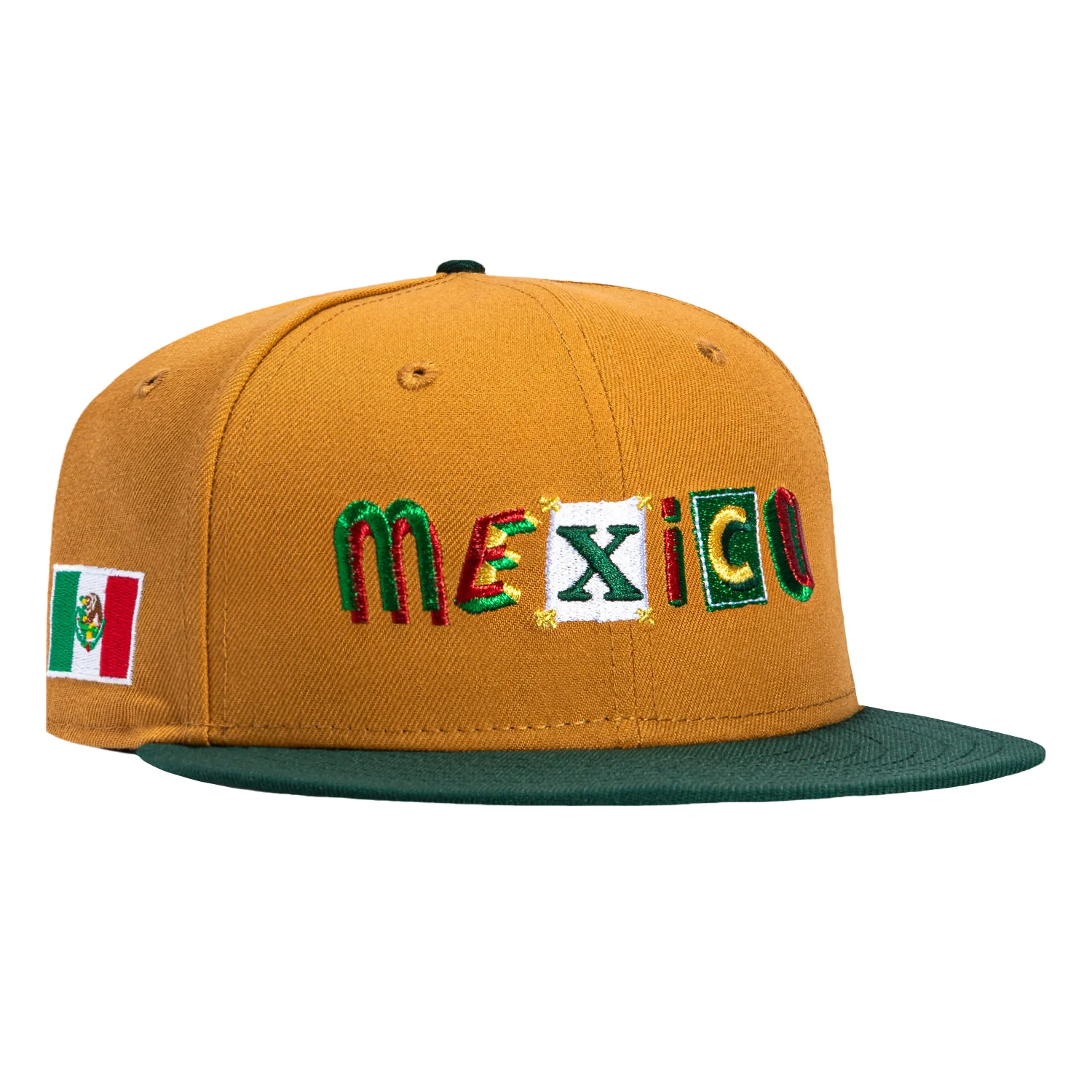 New Era 59Fifty Mexico Mexican Flag Patch Ransom Hat - Khaki, Green