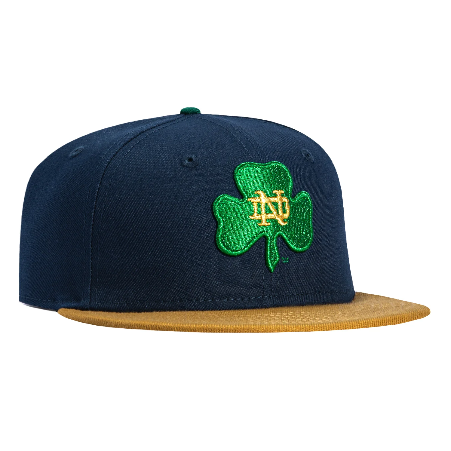 New Era 59Fifty Notre Dame Fighting Irish Shamrock Hat - Navy, Gold