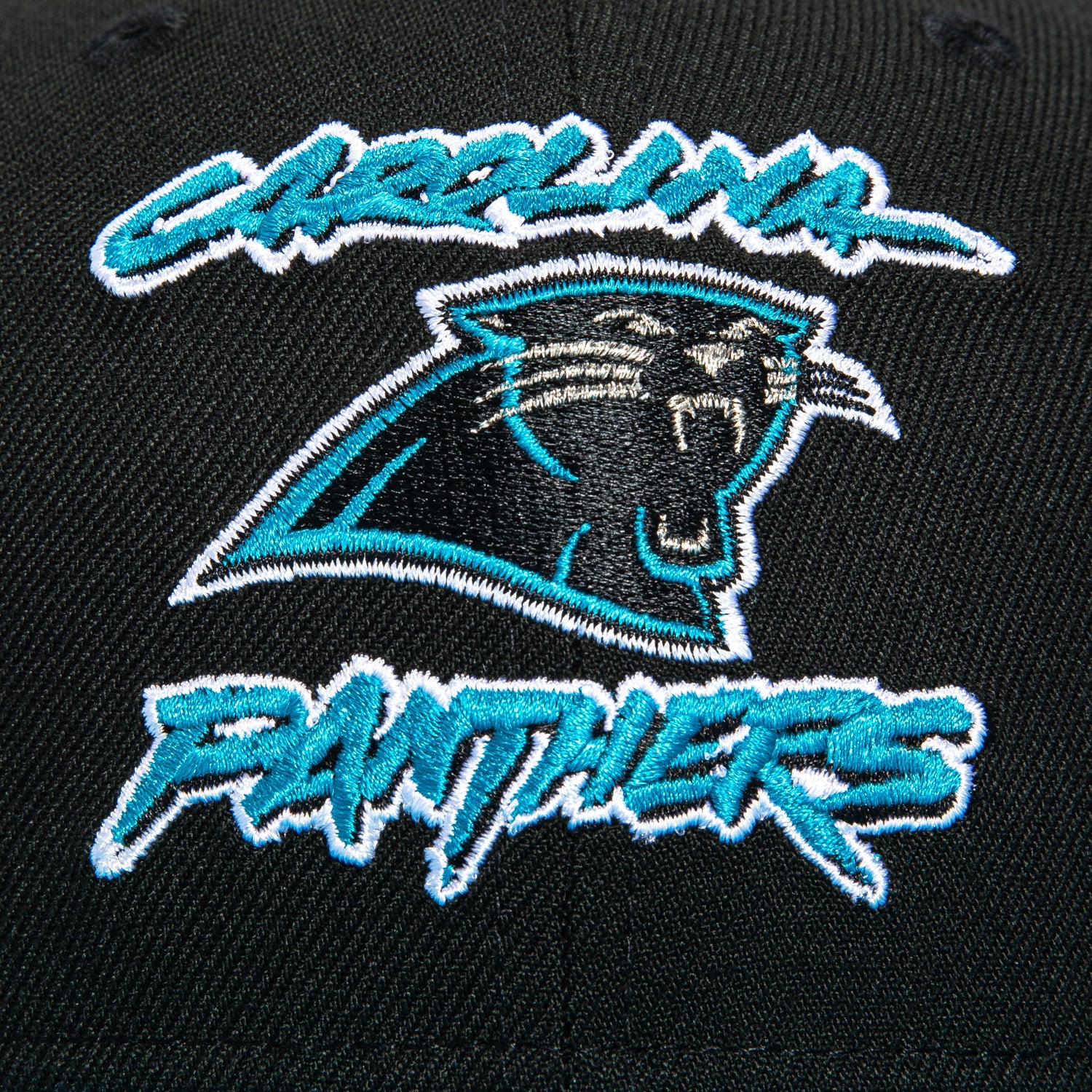 New Era 59Fifty Carolina Panthers 1995 Word Logo Hat - Black, Neon Blue - Image 4