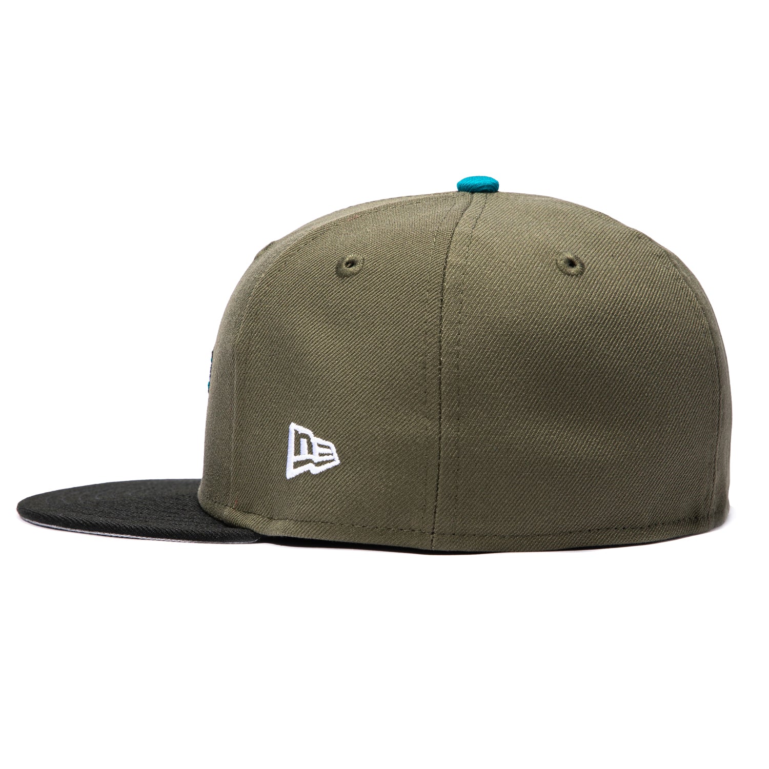 New Era 59Fifty Detroit Pistons NBA 50th Anniversary Patch 1996 Alternate Hat - Olive, Black - Image 3