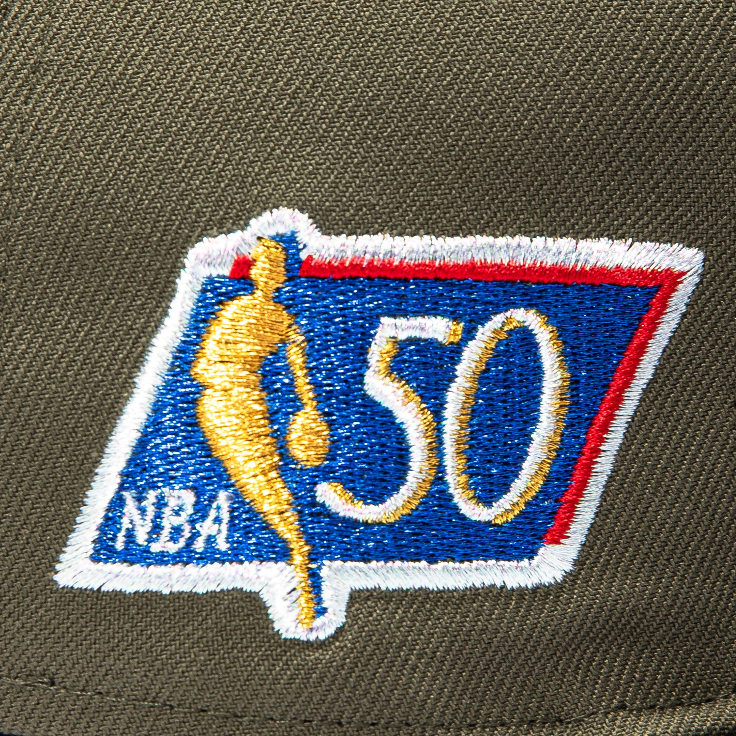 New Era 59Fifty Detroit Pistons NBA 50th Anniversary Patch 1996 Alternate Hat - Olive, Black - Image 5