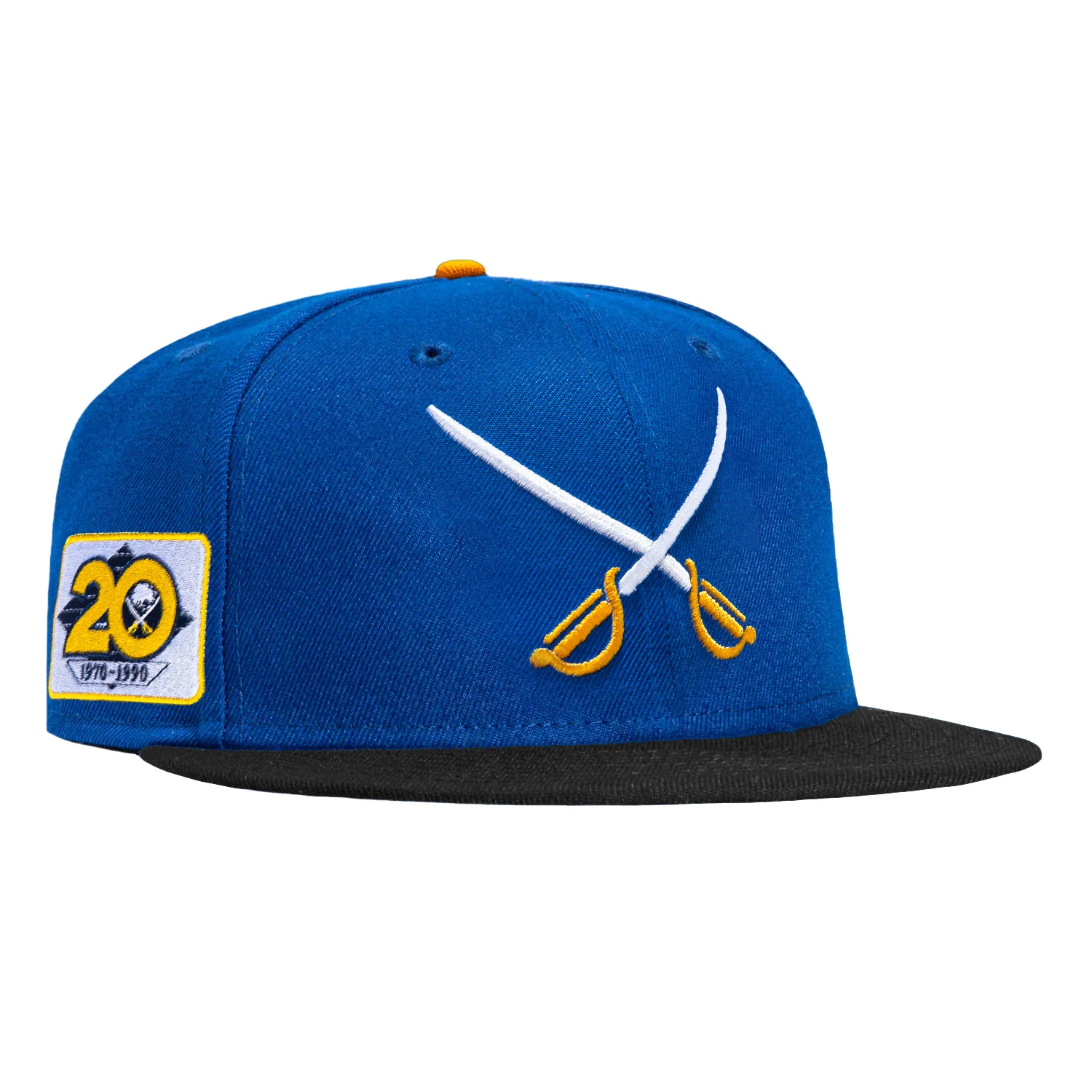 New Era 59Fifty Buffalo Sabres 20th Anniversary Patch Swords Hat - Royal, Black