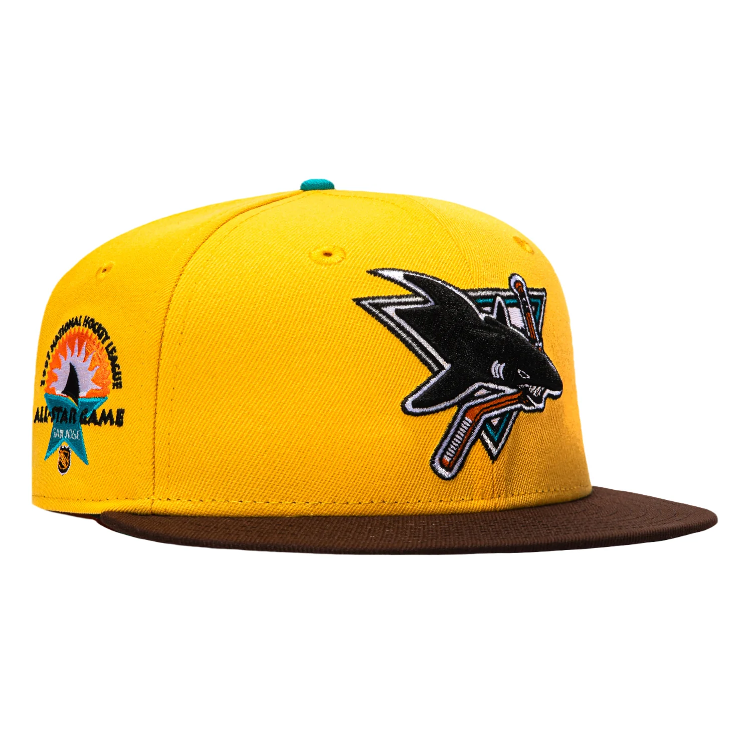 New Era 59Fifty San Jose Sharks 1997 All Star Game Patch Hat - Gold, Brown
