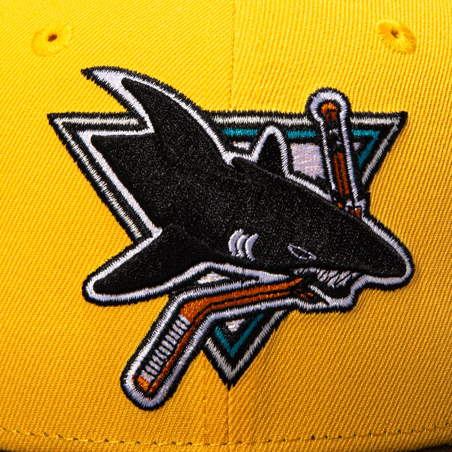 New Era 59Fifty San Jose Sharks 1997 All Star Game Patch Hat - Gold, Brown - Image 4