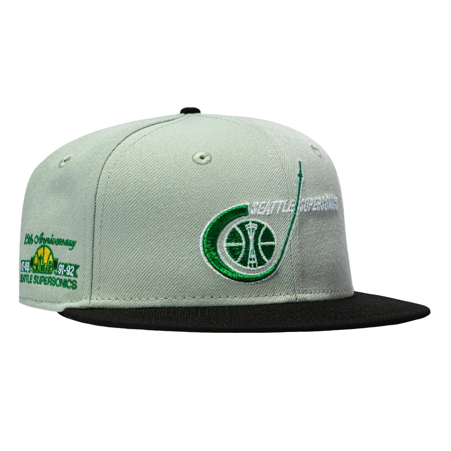 New Era 59Fifty Seattle Sonics 25th Anniversary Patch 1967 Hat - Everest Green, Black