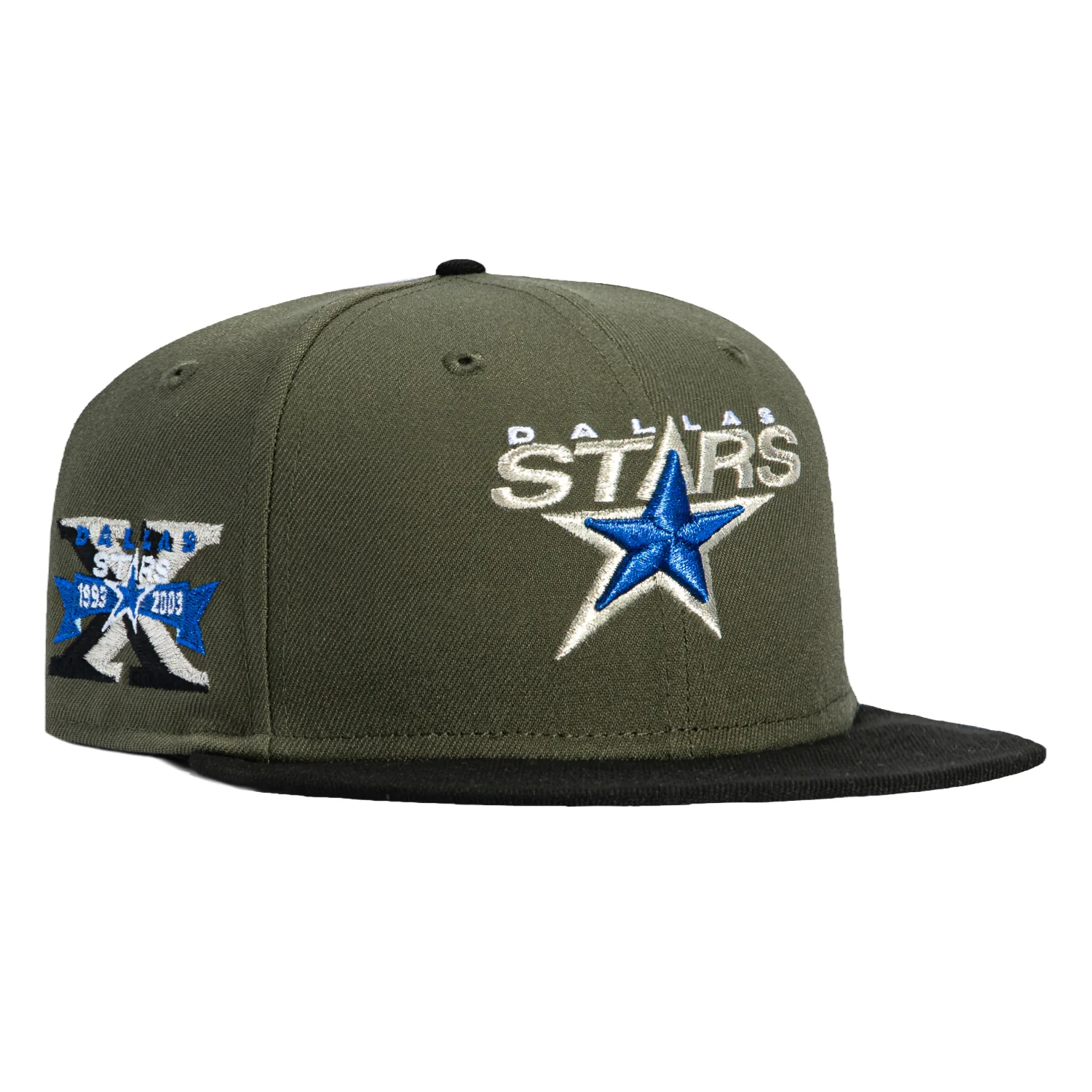 New Era 59Fifty Dallas Stars 10th Anniversary Patch 1993 Hat - Olive, Black, Royal