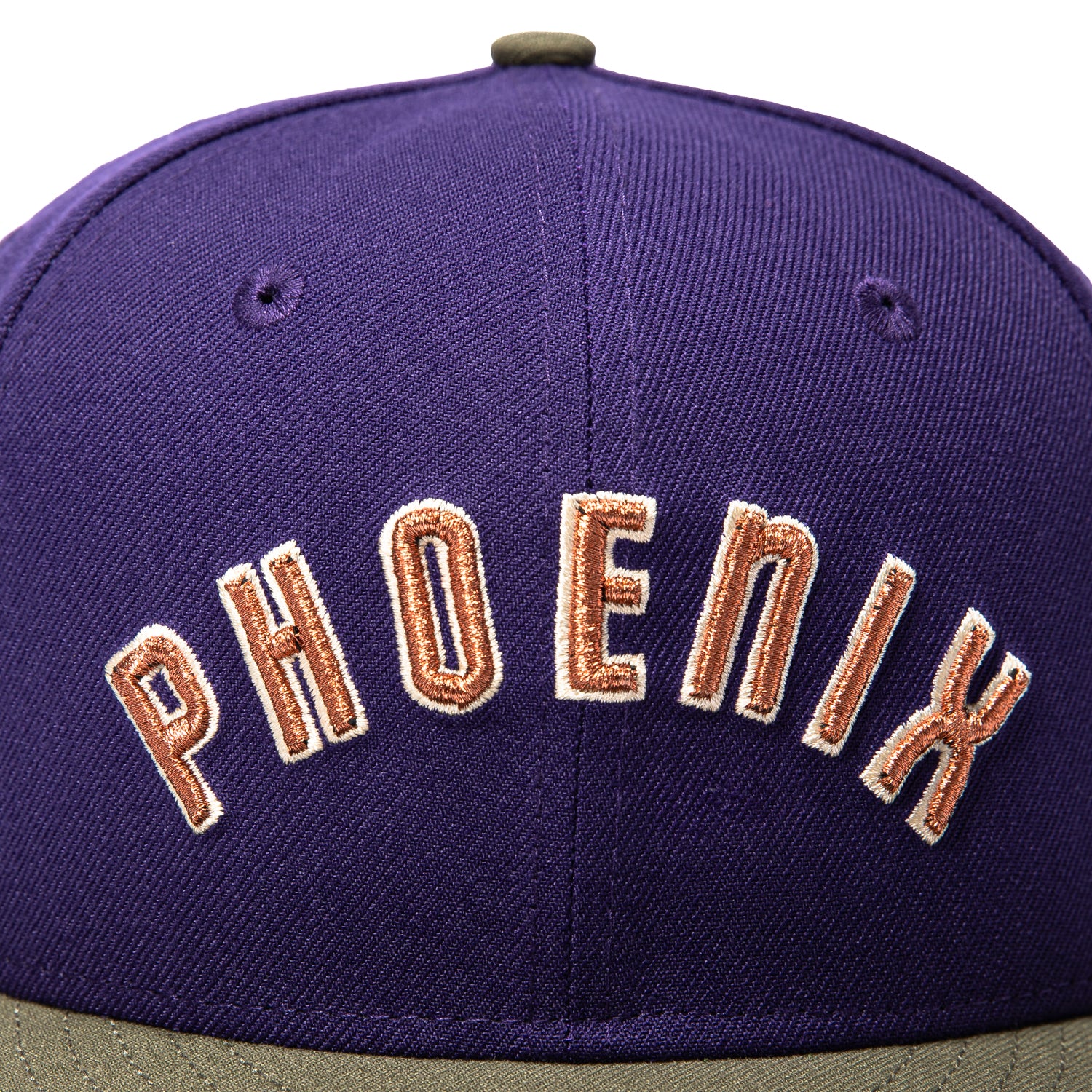 New Era 59Fifty Phoenix Suns 1973 Logo Patch Word Hat - Purple, Olive - Image 4