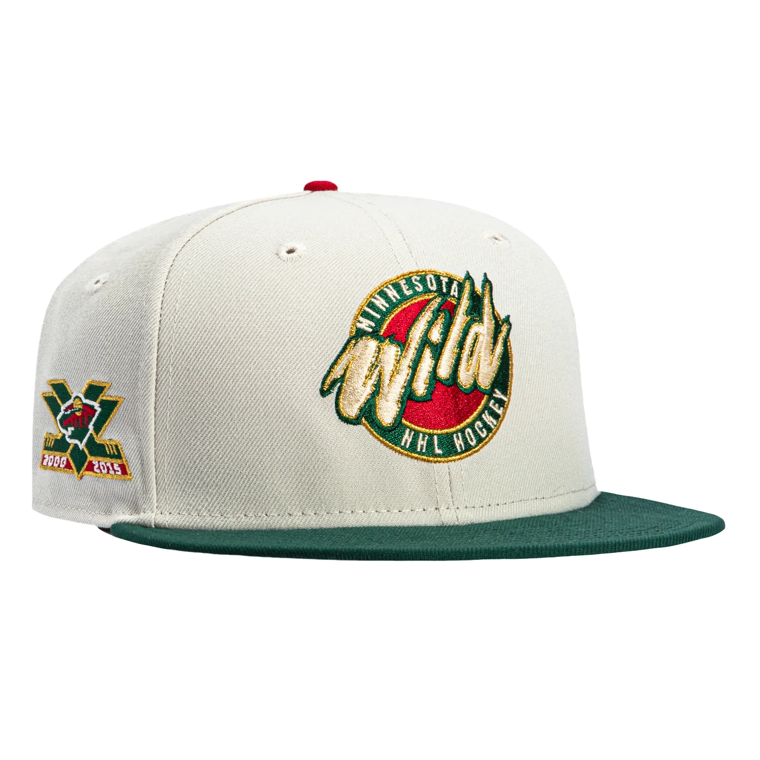 New Era 59Fifty Minnesota Wild 15th Anniversary Patch Logo Hat - Stone, Green