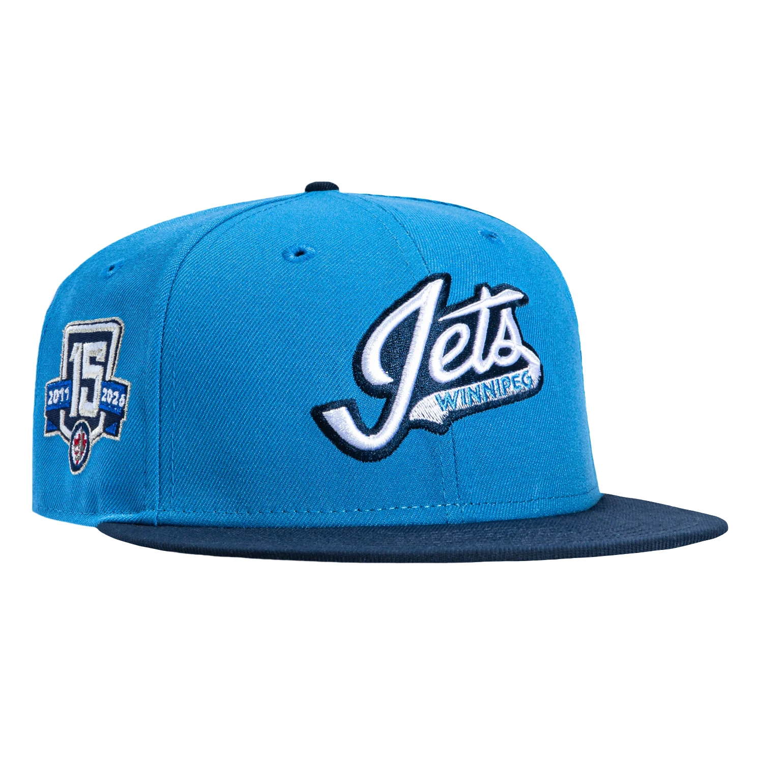 New Era 59Fifty Winnipeg Jets 15th Anniversary Patch Script Hat - Royal, Navy