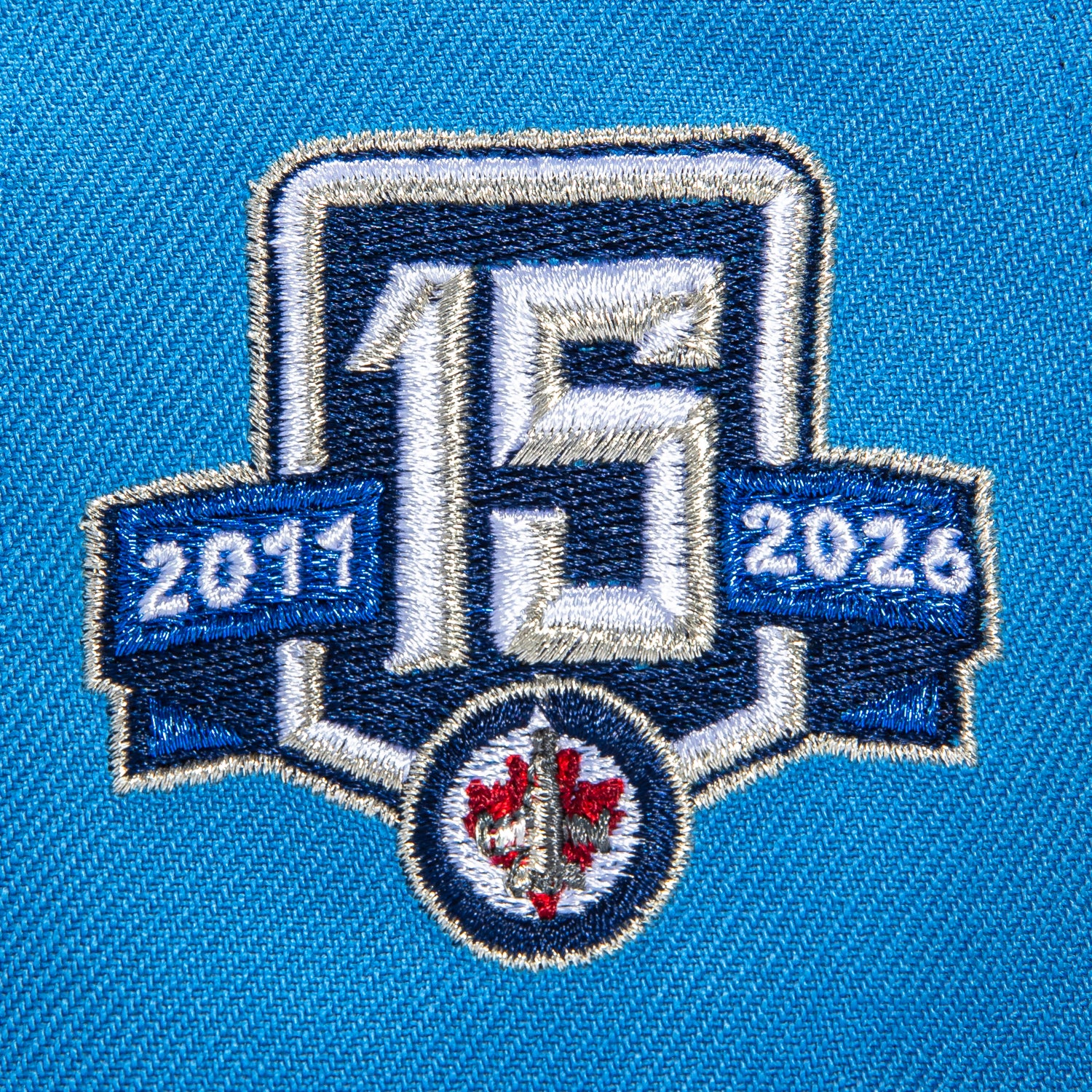 New Era 59Fifty Winnipeg Jets 15th Anniversary Patch Script Hat - Royal, Navy - Image 5