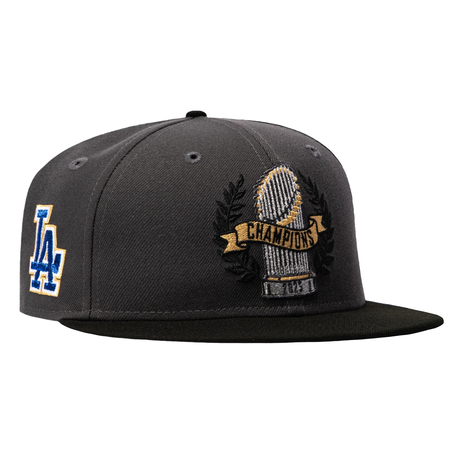 New Era 59Fifty Los Angeles Dodgers Logo Patch 2025 World Series Parade Hat - Graphite, Black