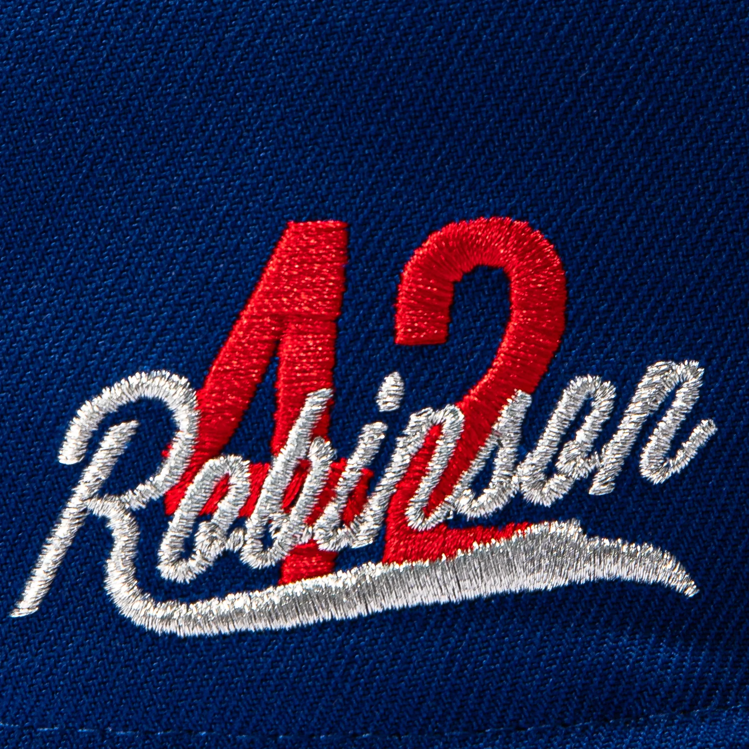New Era 59Fifty Brooklyn Dodgers Jackie Robinson 42 Patch Hat - Royal, Metallic Silver - Image 5