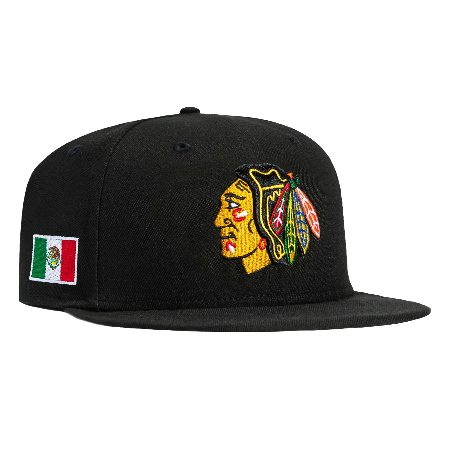 New Era 59Fifty Chicago Blackhawks Mexico Flag Patch Hat - Black